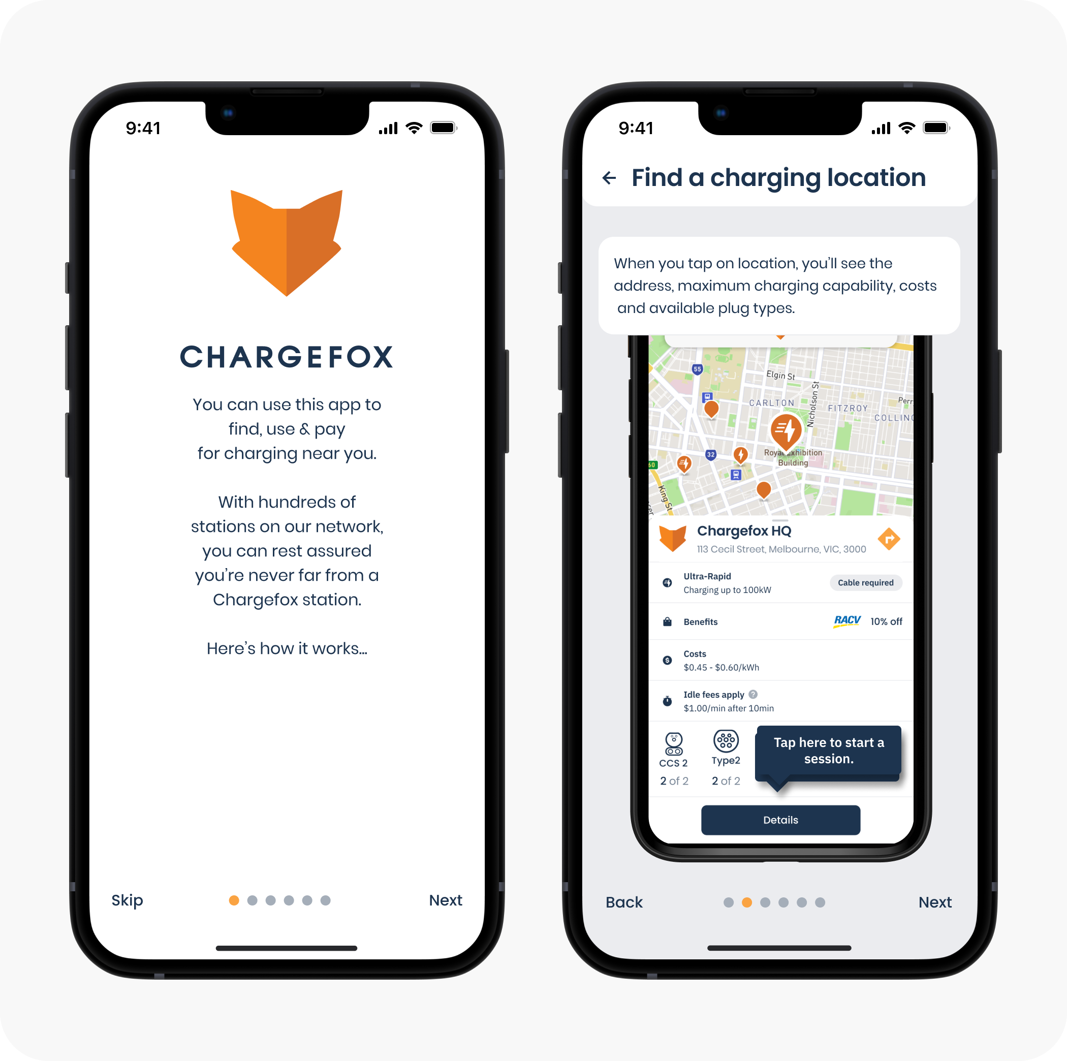 Onboarding screens